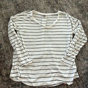 Grey and cream striped top